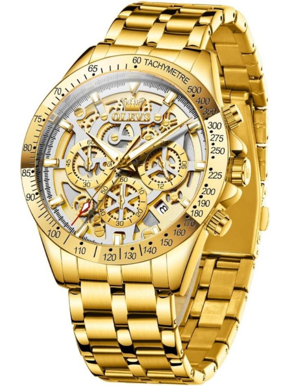 Stylish Skeleton Men's Watch - Waterproof Stainless Steel, Luminous Dress